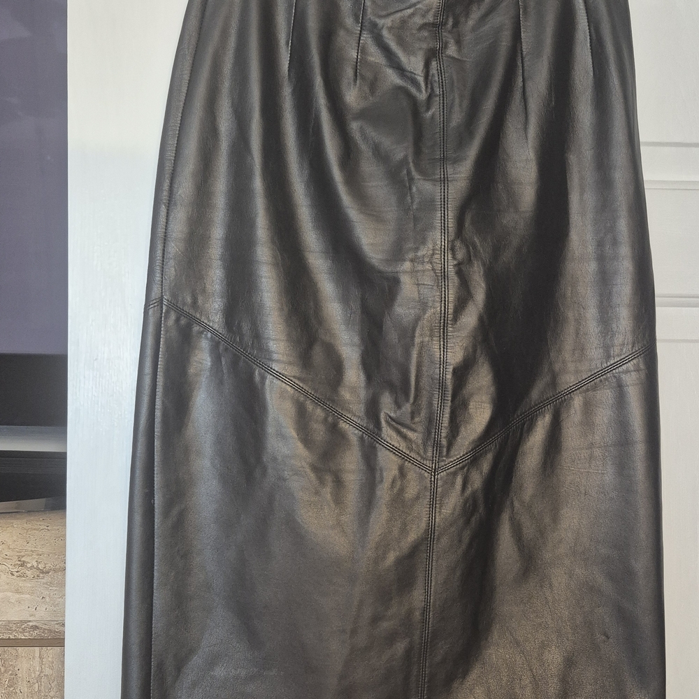 Rina diMontella Black Leather Maxi Skirt